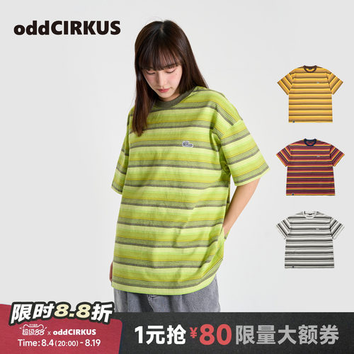 oddCIRKUS条纹T恤日系短袖圆领