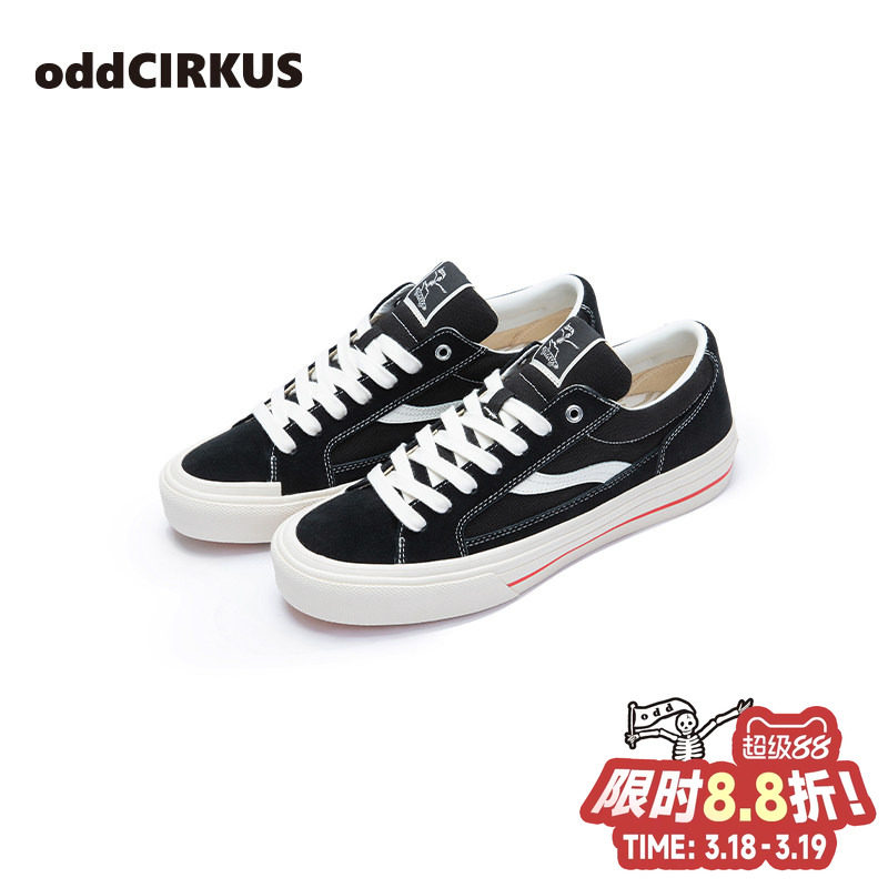 oddCIRKUS ASTLEY NEON 经典黑色滑板鞋运动户外日系街头板鞋男女