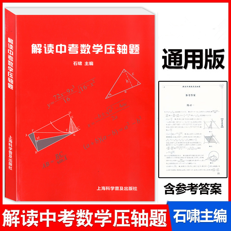 解读中考数学压轴题 中考模拟压轴题 中考例题全面解析 初一二三 九年级学生适用 初中数学难题分析讲解解答 上海科学普及出版社