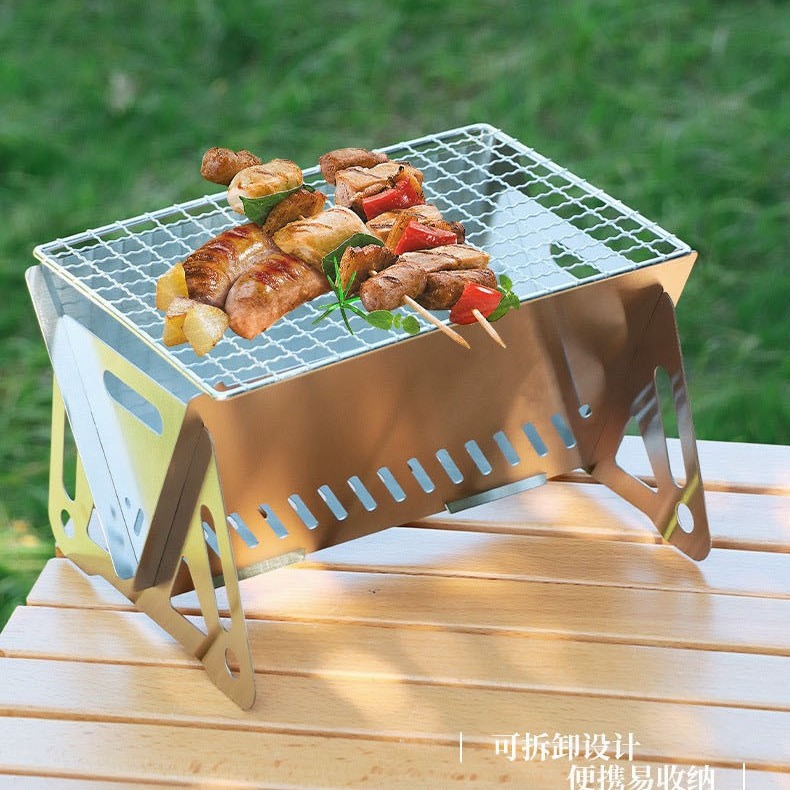 户外折叠式卡片炉不锈钢焚火炉烧烤炉柴火炉野营用品便携式木炭炉
