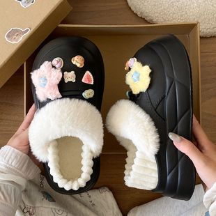 可拆卸秋冬新款 女 甜美星星外穿家居EVA厚底保暖学生宿舍包跟棉鞋