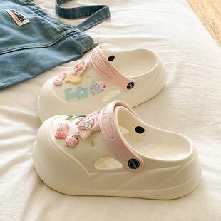 凉拖鞋增高夏季包头防滑防臭洞洞鞋女款EVA学生外穿海边厚底拖鞋