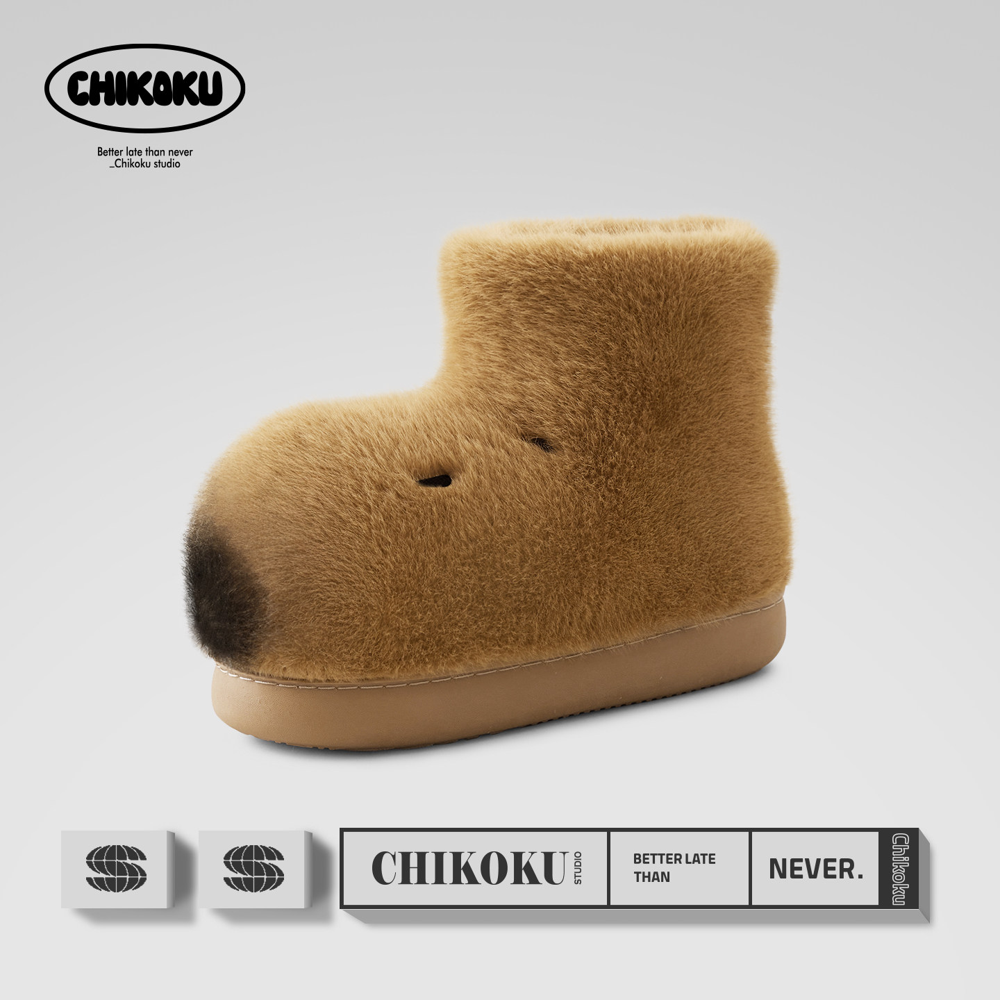 chikou卡皮巴拉毛雪地靴亲