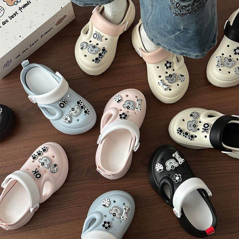 时尚可爱风卡通装饰厚底包头拖女2026厚底防滑舒适外穿洞洞鞋少女,女鞋,包头拖,淘宝优惠券,粉丝福利购,淘宝优惠卷