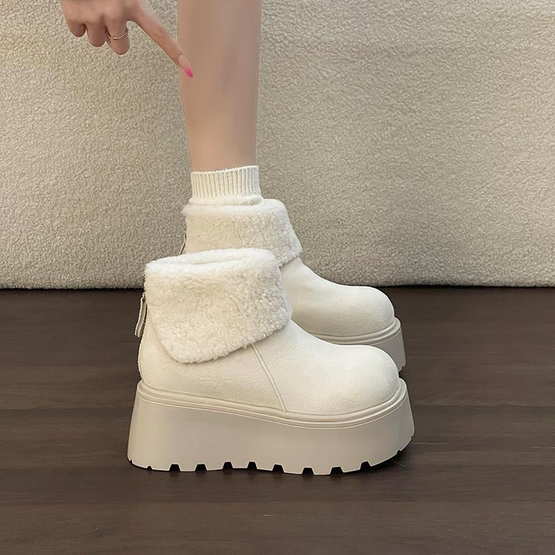 复古文艺小个子厚底毛绒