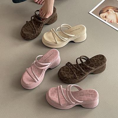 时尚复古细带组合厚底凉拖