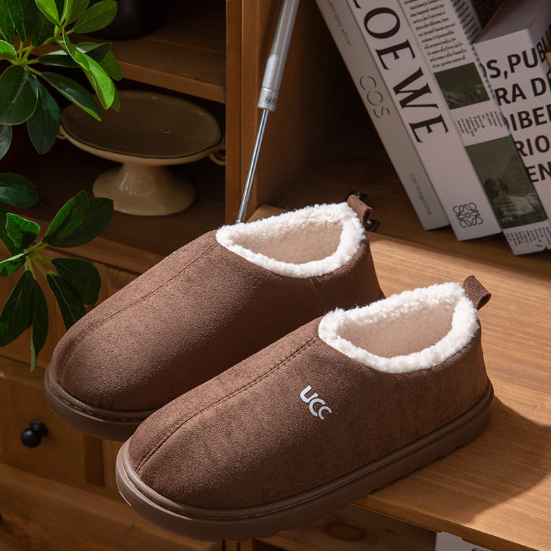 纯色包跟棉拖鞋女2025秋冬季新款室内居家加绒厚底防滑耐磨棉鞋男