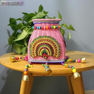 儿童小背篓道具采茶竹楼框小背篓鱼篓手工竹编采茶娄竹篓竹筐装饰