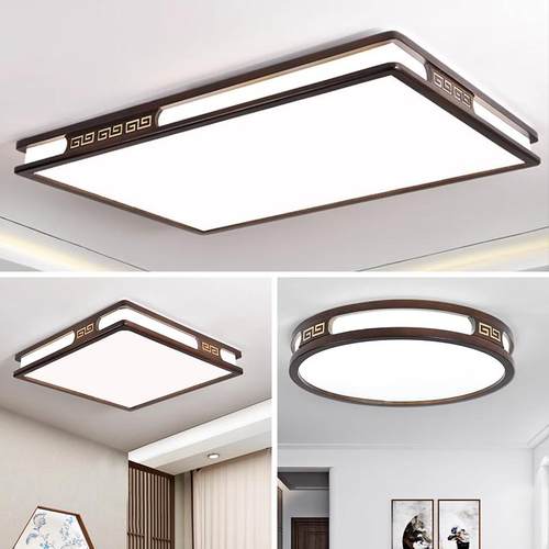 新中式实木圆形方形吸顶灯