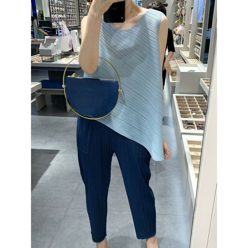宅褶皱上衣心机不规则A字无袖t恤女宽松大码背心外穿潮三2025 066