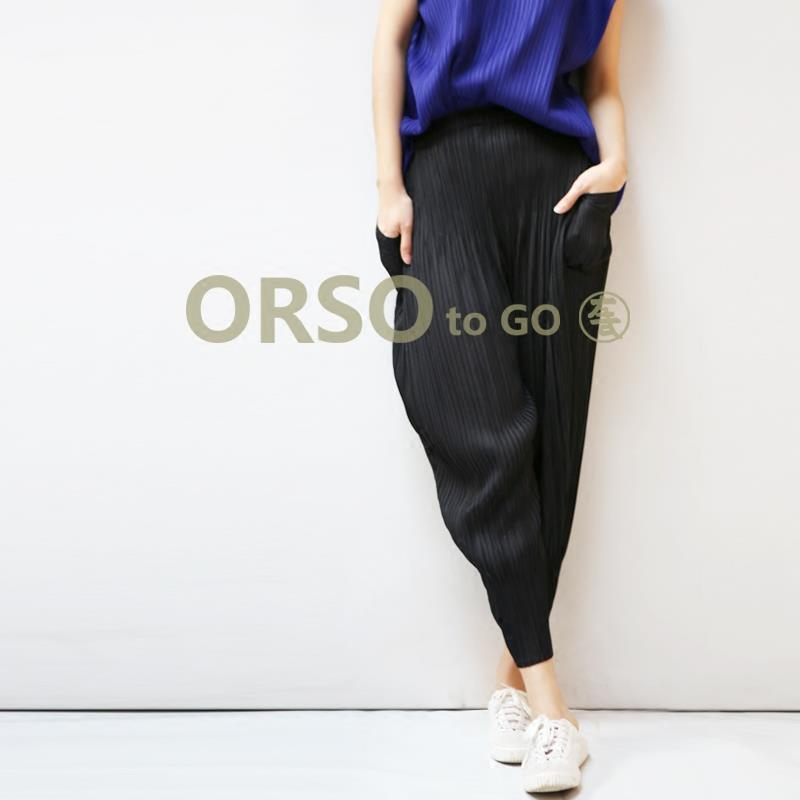 2025宅褶皱灯笼裤女 阔腿九分修身显瘦加肥加大 原创设计师 016