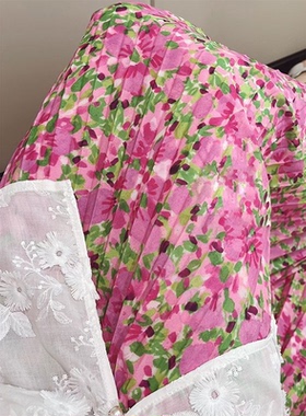 2025新款梨形身材a字半身长裙小个子高腰显瘦粉色碎花半身裙 099