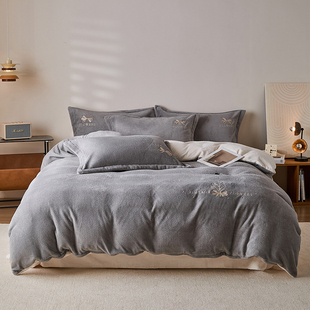 A类牛奶绒被套单件双面229cmx230cm珊瑚绒248x248被罩四件套定制