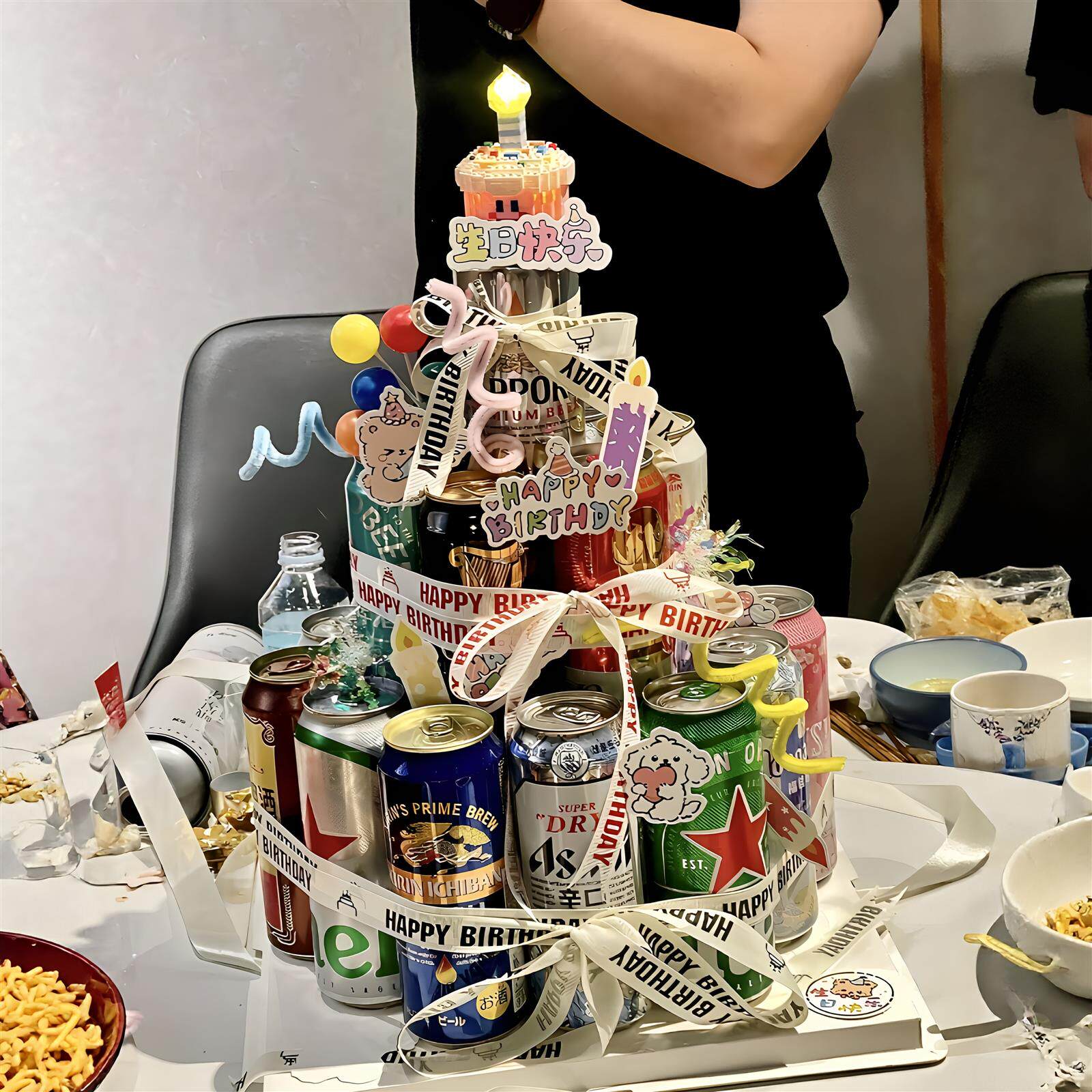 【一代人有一代人的蛋糕】啤酒蛋糕装饰diy材料包丝带送朋友礼物