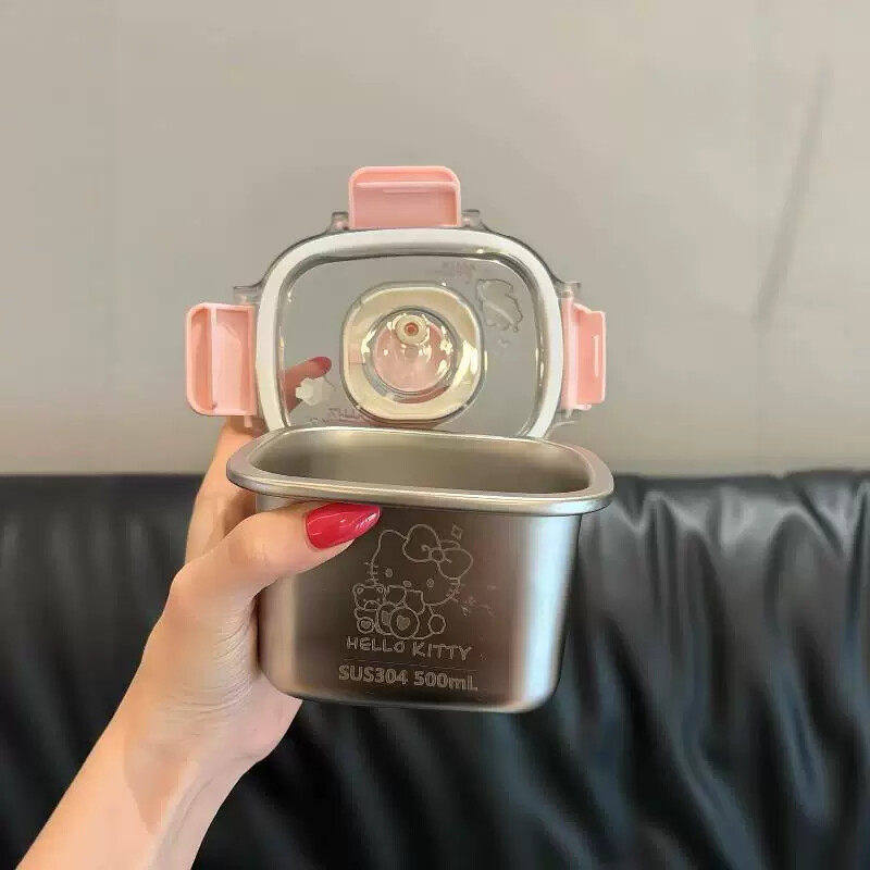 哈喽kt保鲜盒水果便当盒食品级不锈钢密封饭盒带盖子上班族可携式