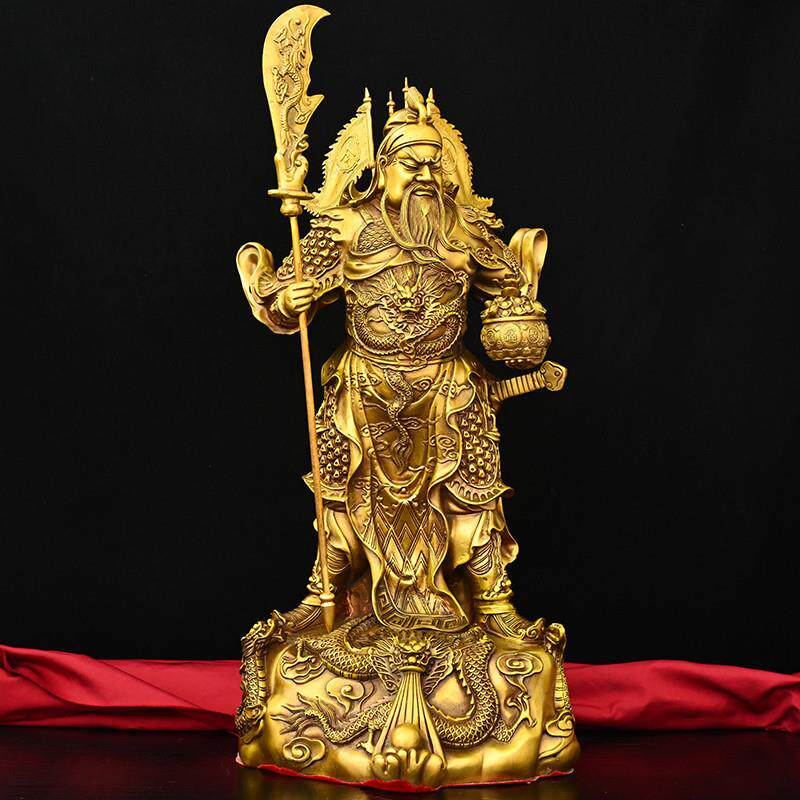 纯铜武财神摆件背插五旗九龙托宝关公关二爷家居办公室店铺装饰品