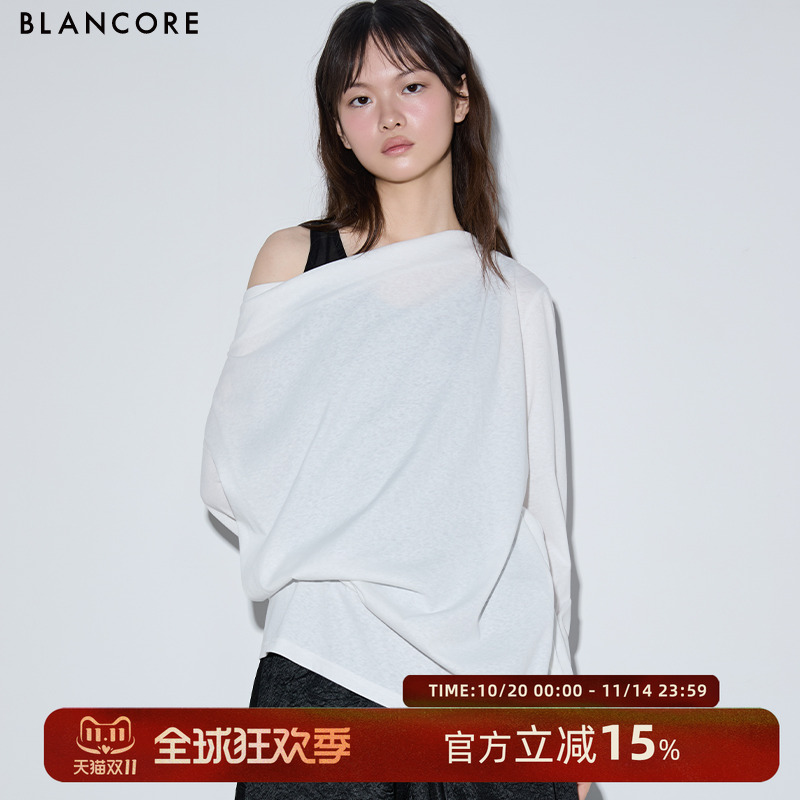 BLANCORE简约斜肩阔型上衣