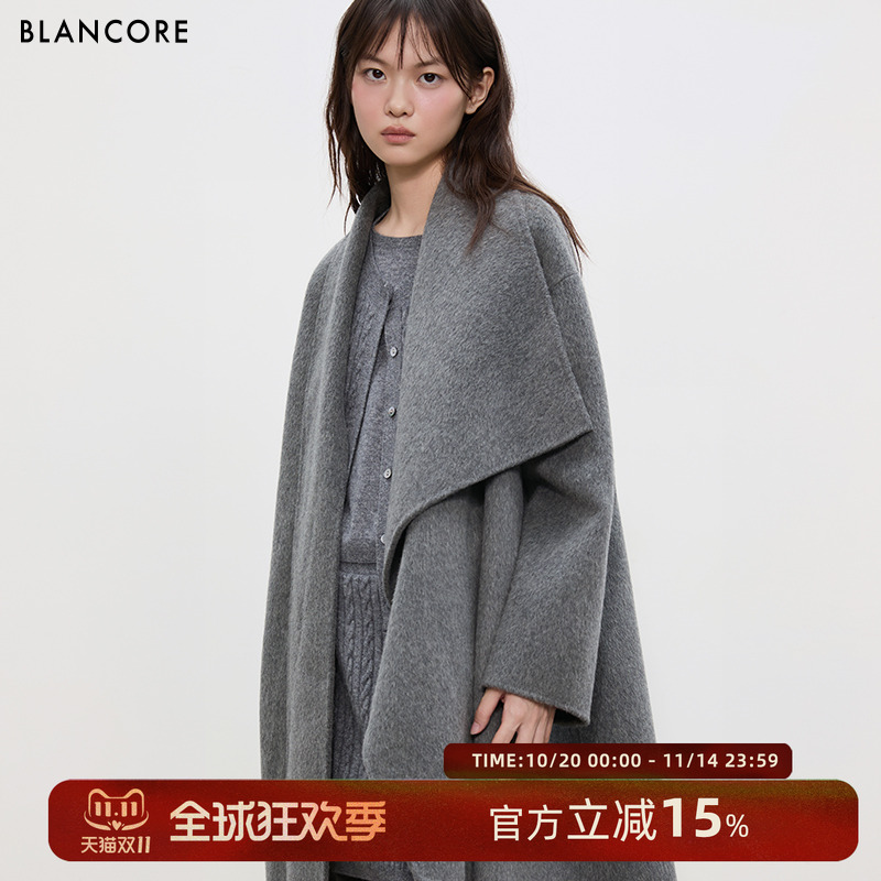 BLANCORE桑蚕丝中长款羊毛大衣