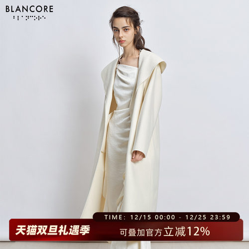 BLANCORE翻领不对称风衣外套
