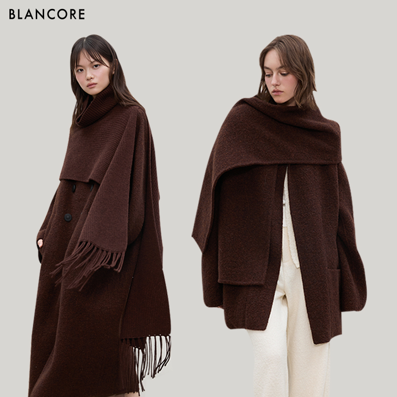 BLANCORE围巾长款羊驼毛羊毛大衣