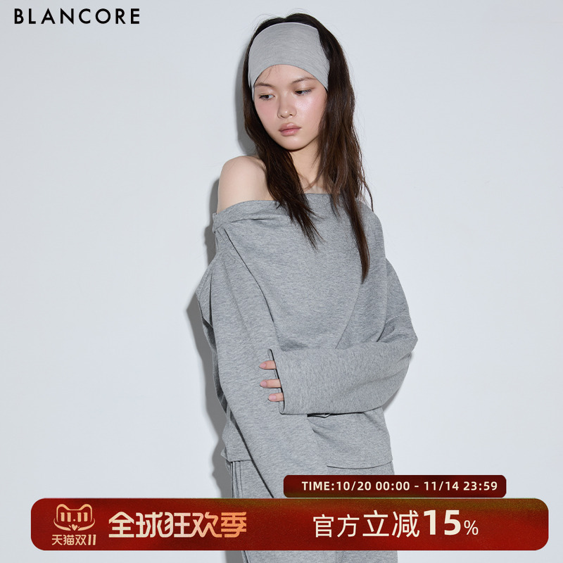 BLANCORE斜肩阔型露肩上衣