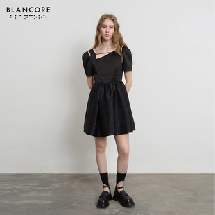 【设计师品牌BLANCORE】2024夏季新款设计感泡泡袖蓬蓬连衣裙