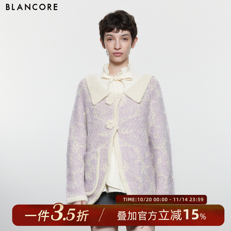 BLANCORE正反两穿蝴蝶结毛织外套