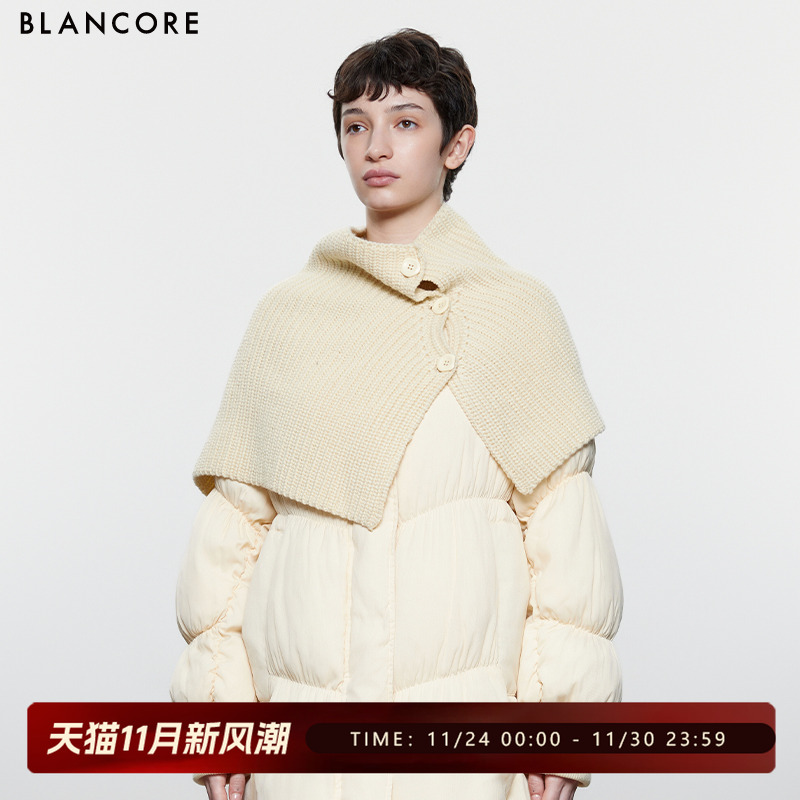 BLANCORE可拆卸针织围脖羽绒服