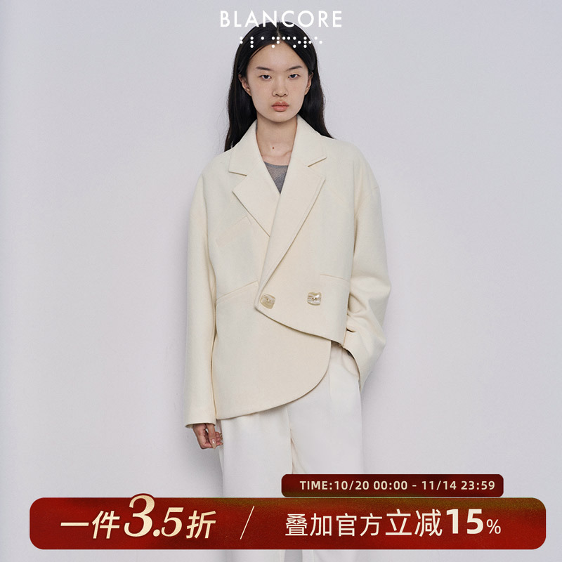 BLANCORE不对称门襟廓形西装大衣
