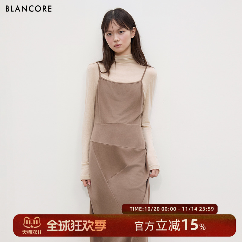 BLANCORE假两件内搭长款连衣裙