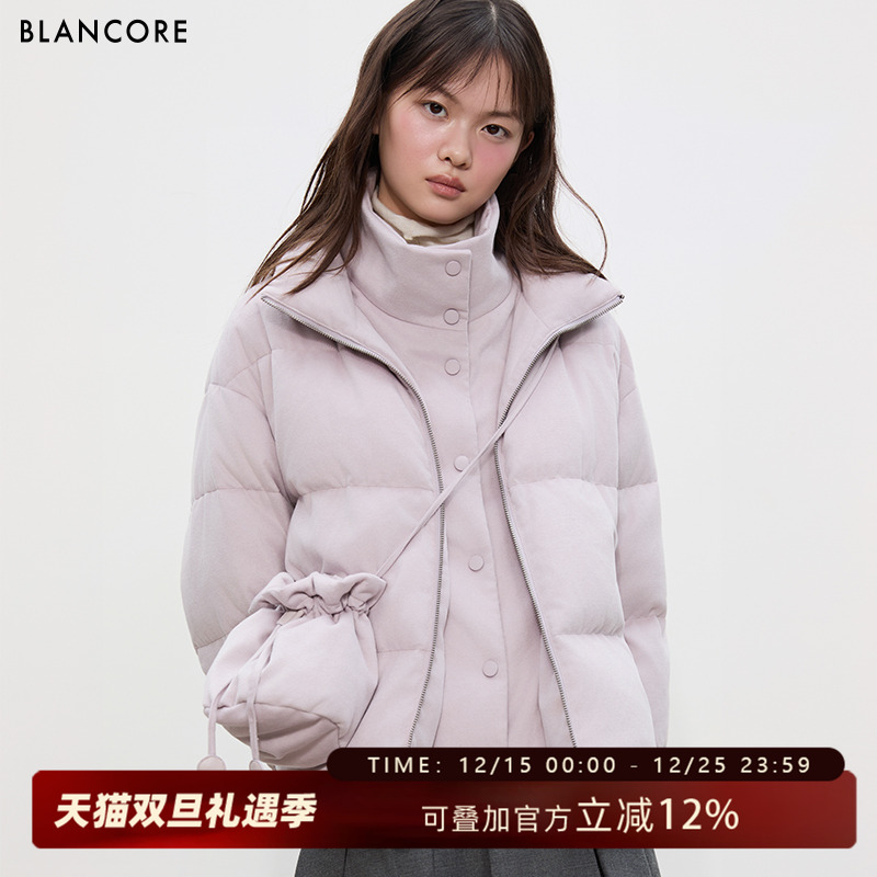 BLANCORE羊毛保暖短款鹅绒羽绒服