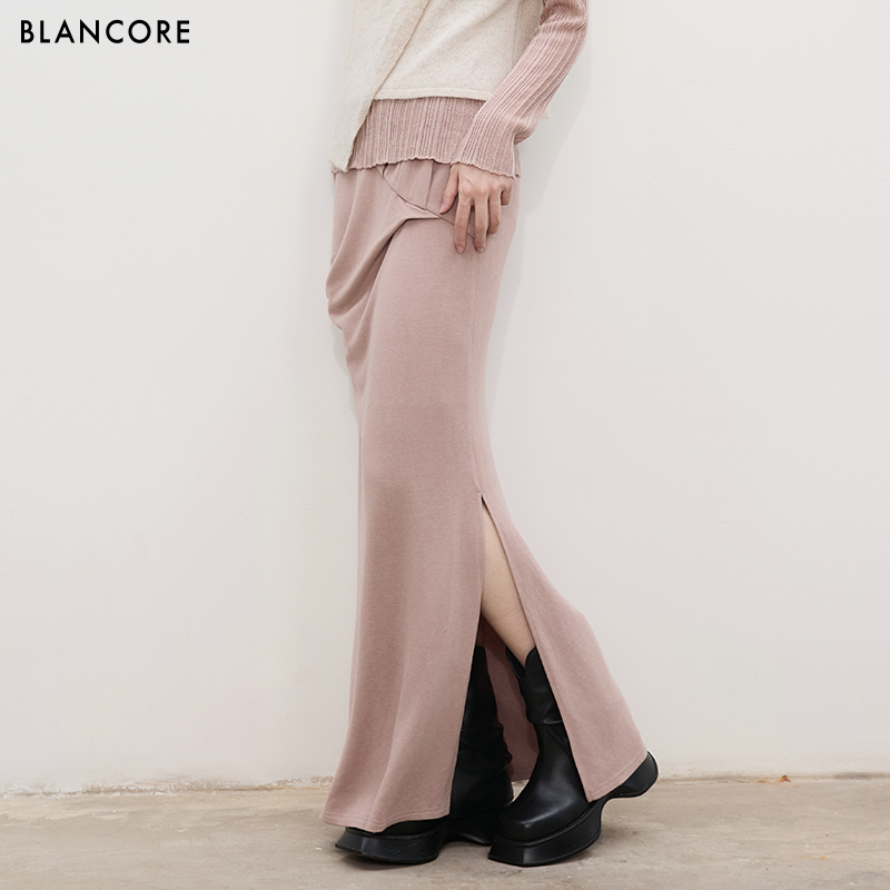 BLANCORE新品针织直通修身长半裙