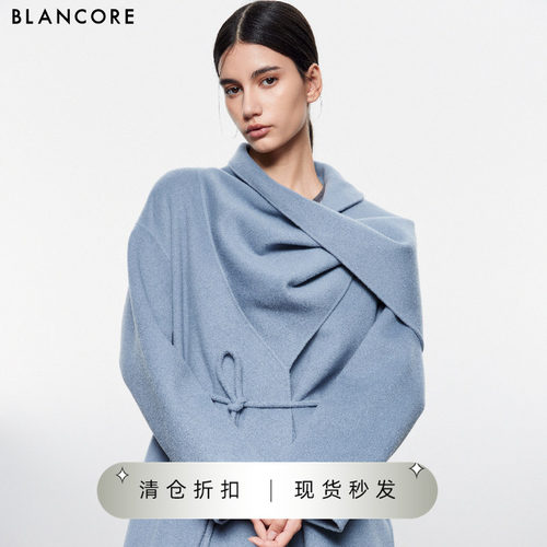 BLANCORE翻领不对称风衣外套