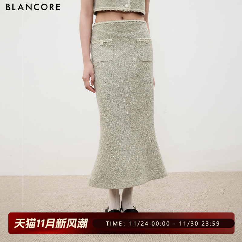 BLANCORE复古优雅小香风鱼尾半裙