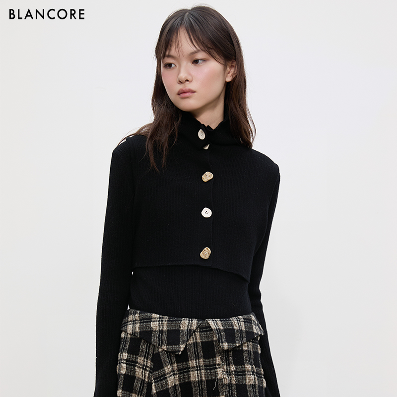 BLANCORE山羊绒羊毛高领毛衣