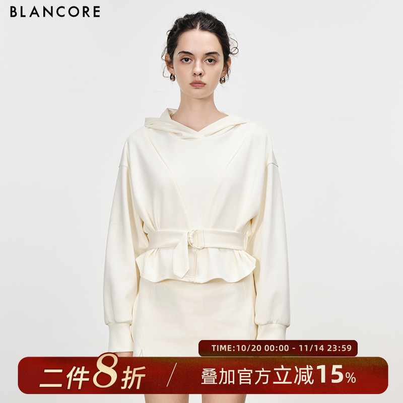BLANCORE曲线分割腰带装饰卫衣
