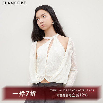BLANCORE挂脖翻折针织上衣