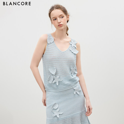 BLANCORE手钩装饰镂空针织背心