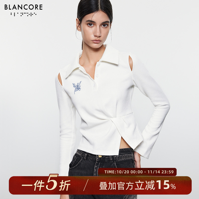 BLANCOREpolo领针织上衣