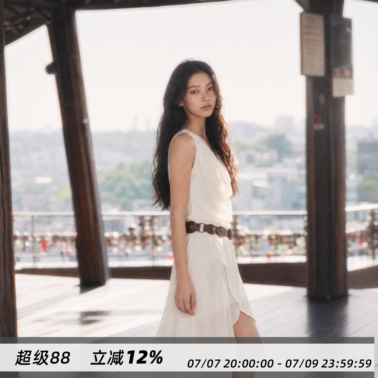 【设计师品牌BLANCORE】26夏新品度假风荡领背心连衣裙（配腰带）