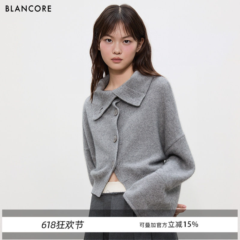 【设计师品牌BLANCORE】2025冬浣熊绒兔毛高智感针织开衫毛衣