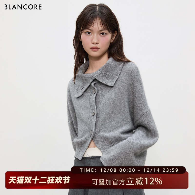BLANCORE浣熊绒兔毛高腰针织毛衣