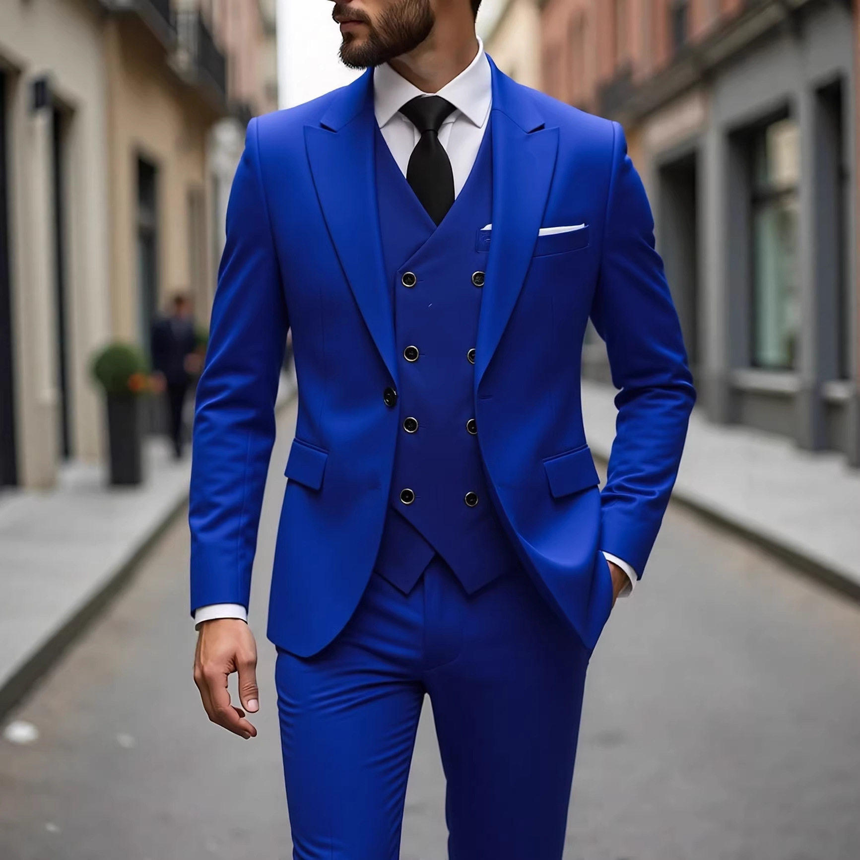 男士英伦双排扣马甲西服三件套Male Classic Wedding Tuxedo Suit