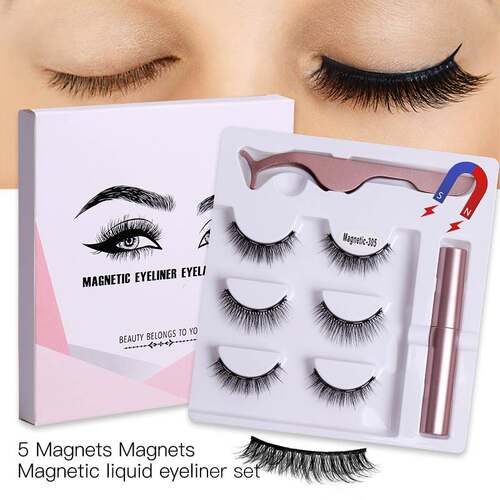 3Pairs Magnetic Lashes Magnetic Eyeliner With Tweezer Makeup