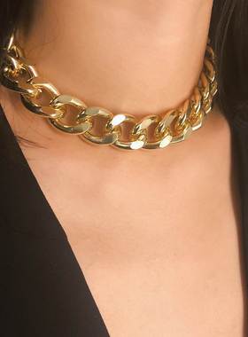 Women Punk Necklace Hip Hop Big Chunky Thick Chain Necklace