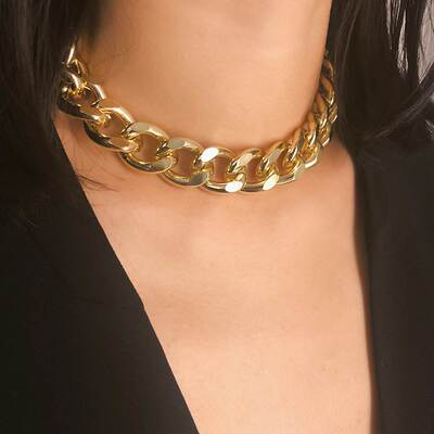 Women Punk Necklace Hip Hop Big Chunky Thick Chain Necklace