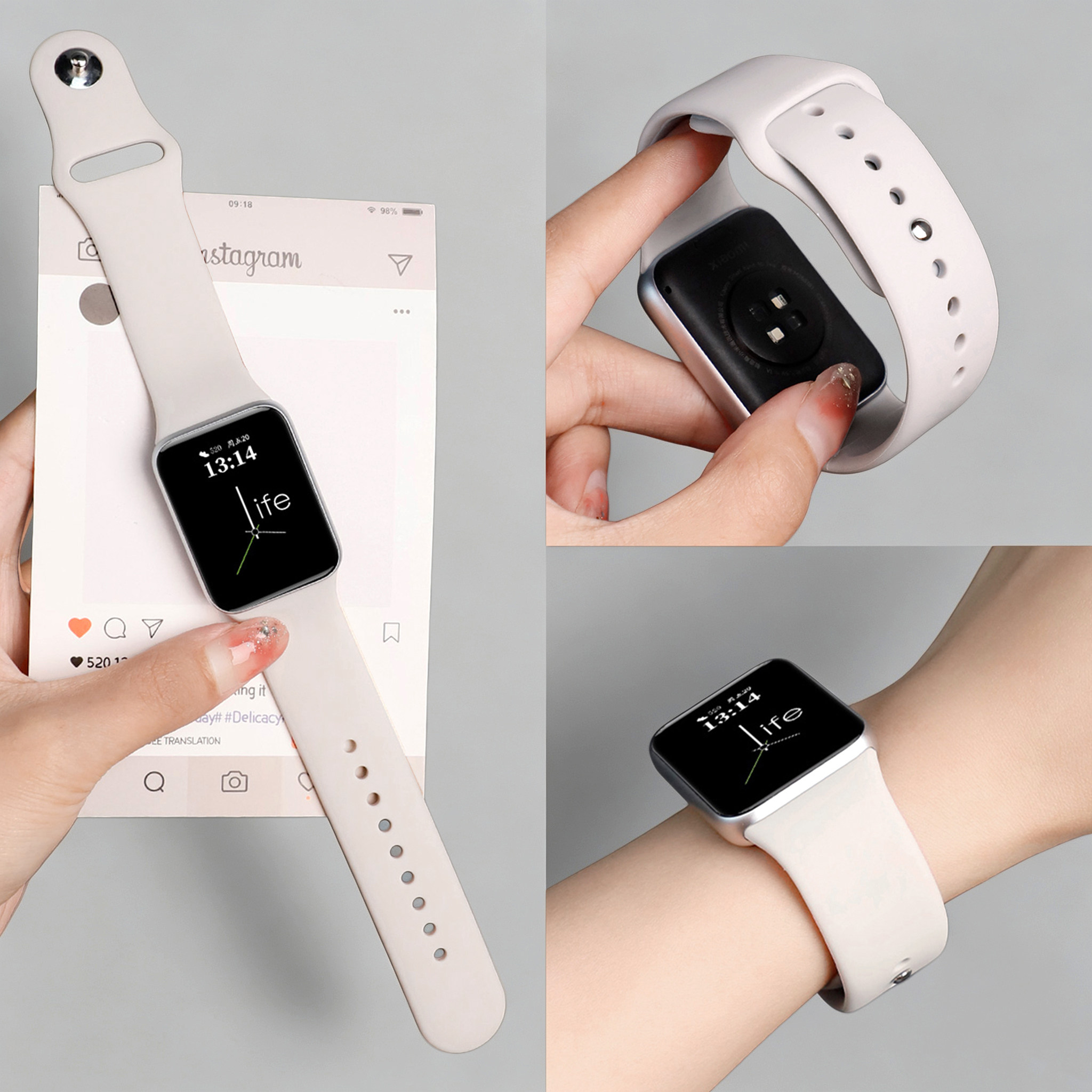 适用小米10Pro表带新款硅胶反扣腕带XIAOMI手环10Pro运动表链男女9Pro高级时尚可爱糖果色简约纯色替换带配件