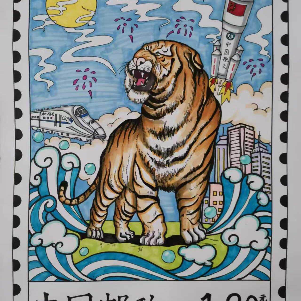 涂色马克笔丙辰龙年生肖邮票手绘头像定制/手绘真人漫