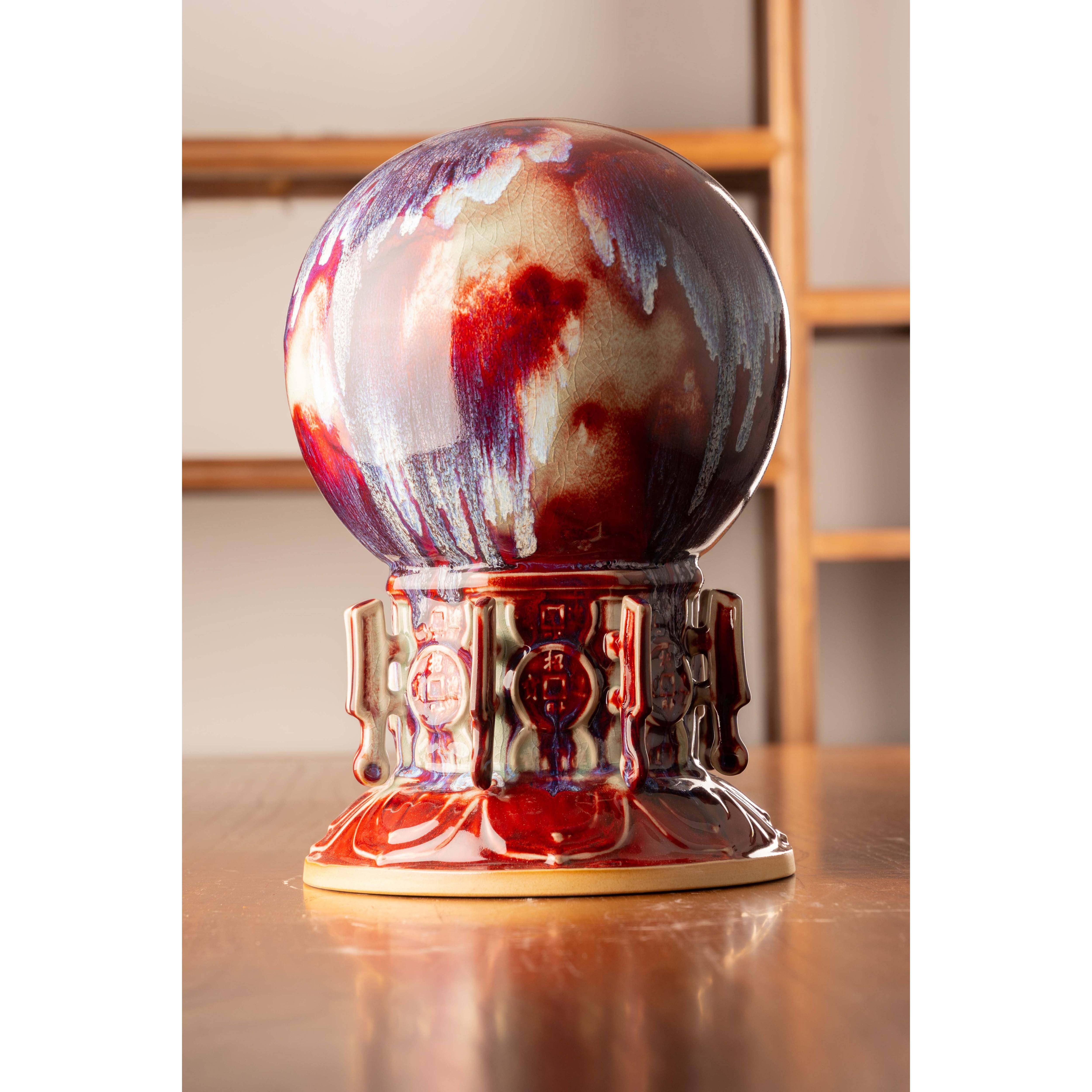 钧瓷注浆财源滚滚造型礼盒装摆件客厅家居中式瓷器装饰工艺品送礼