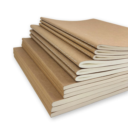 a4胶订笔记本加厚牛皮纸复古100张横格空白道林缝线可平摊日记录事学生考研考试专用匠心独运文具高颜值本子